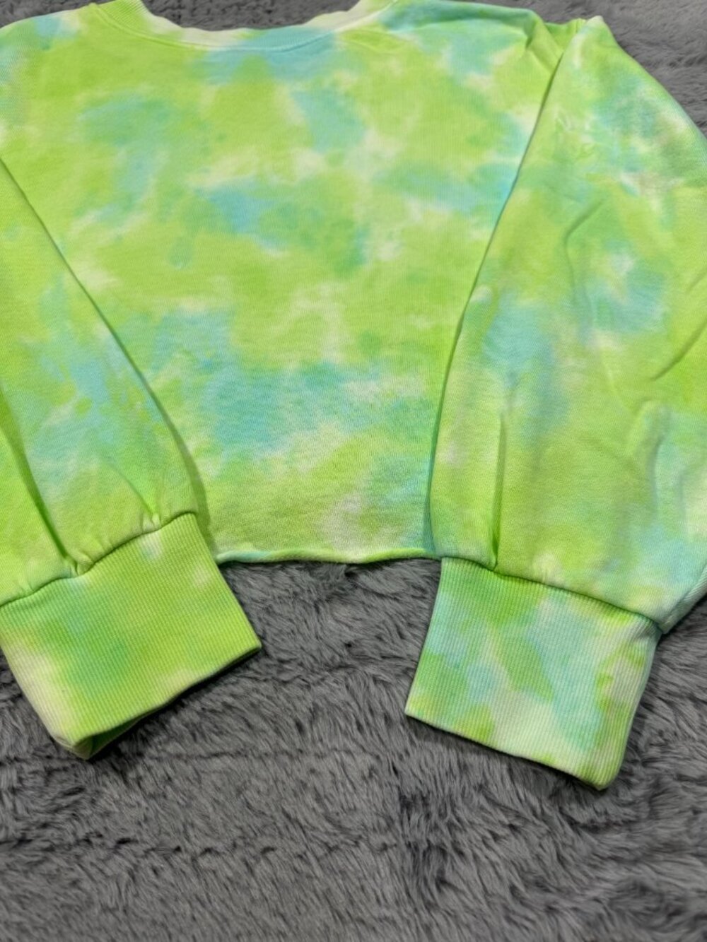 Wild Fable Sweatshirt Women's M Green Tie-Dye Cotton Lined Cropped Oversized - Picture 7 of 13